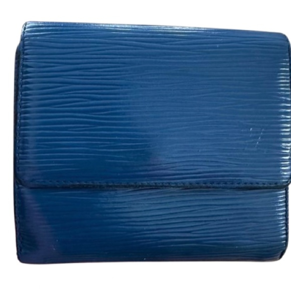Louis Vuitton Epi Porte Feiulle Elise Leather Trifold Wallet Blue COA - Picture 2 of 11